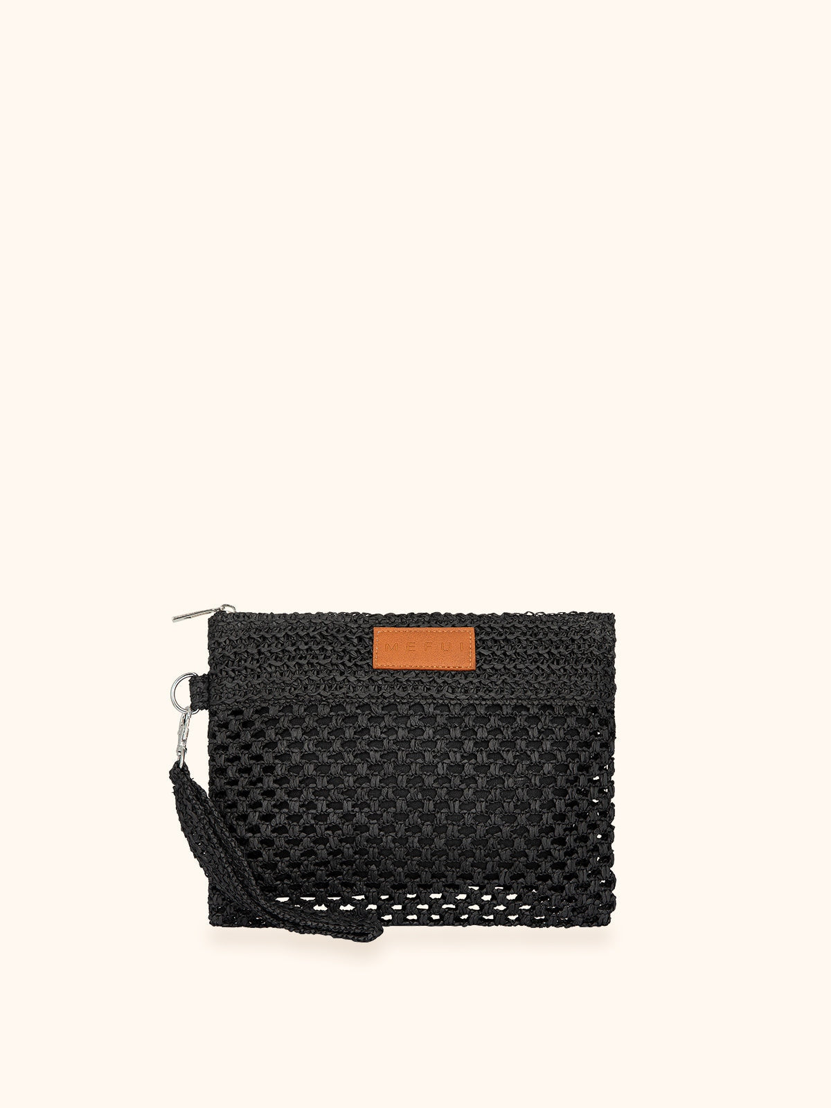 Me fui Mini Pochette in Rafia Nero