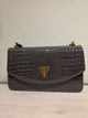 Vicolo Borsa a Tracolla Croco con Logo V Metal