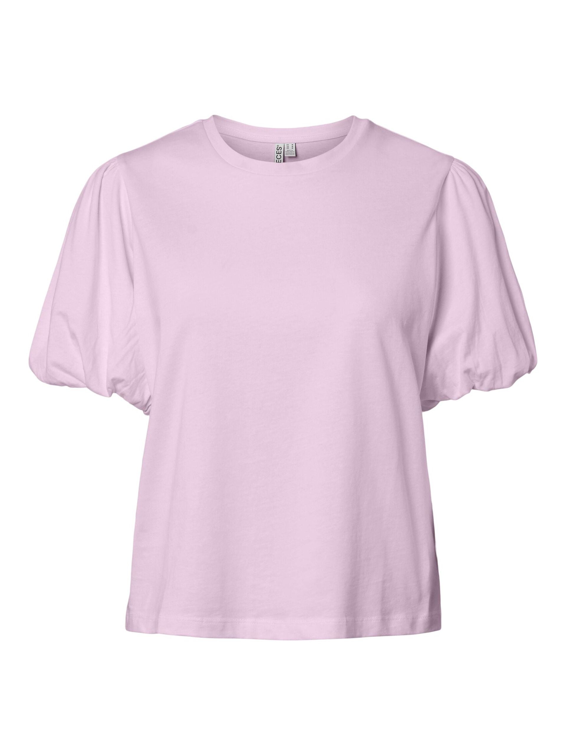 Pieces T-shirt con Maniche a Sbuffo Rosa