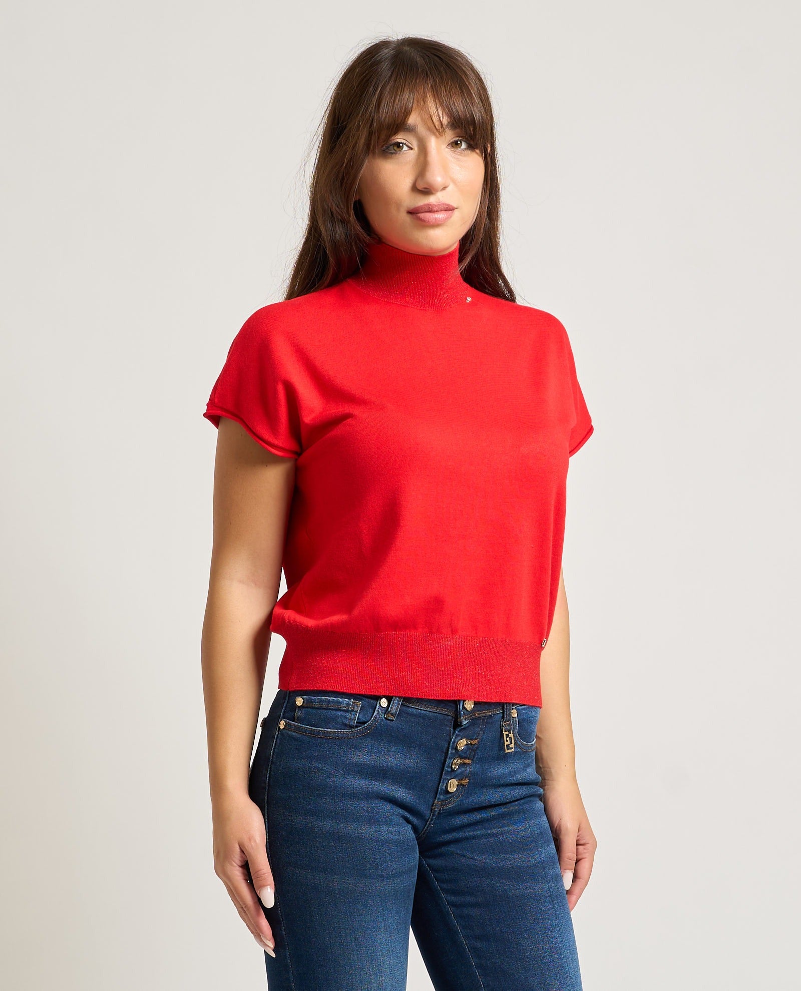 Gaudi Maglia a Collo Alto in Filato Lurex