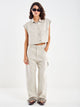 Vicolo Gilet Tecla Smanicato in Denim 
Beige