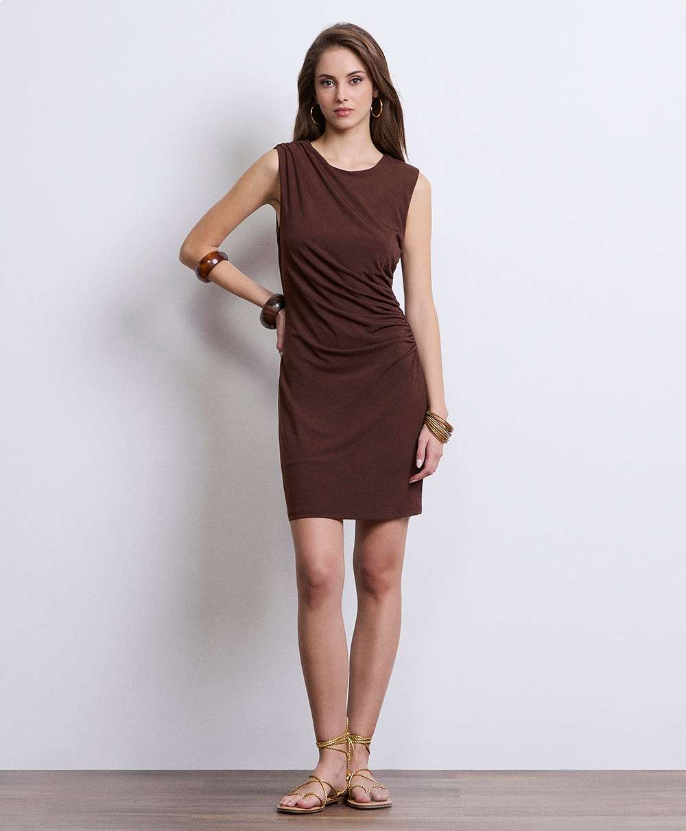 MARKUP Vestito in Poliestere con Drappeggio Laterale
Marrone