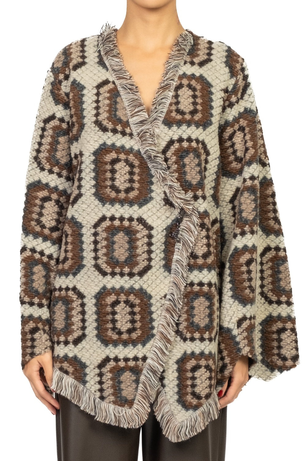 Vicolo Cardigan sfrangiato fantasia