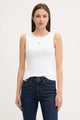 Calvin Klein Canotta Slim in Cotone a Coste con Stemma