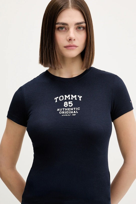 Tommy Jeans T-shirt Slim Fit a Coste con Logo