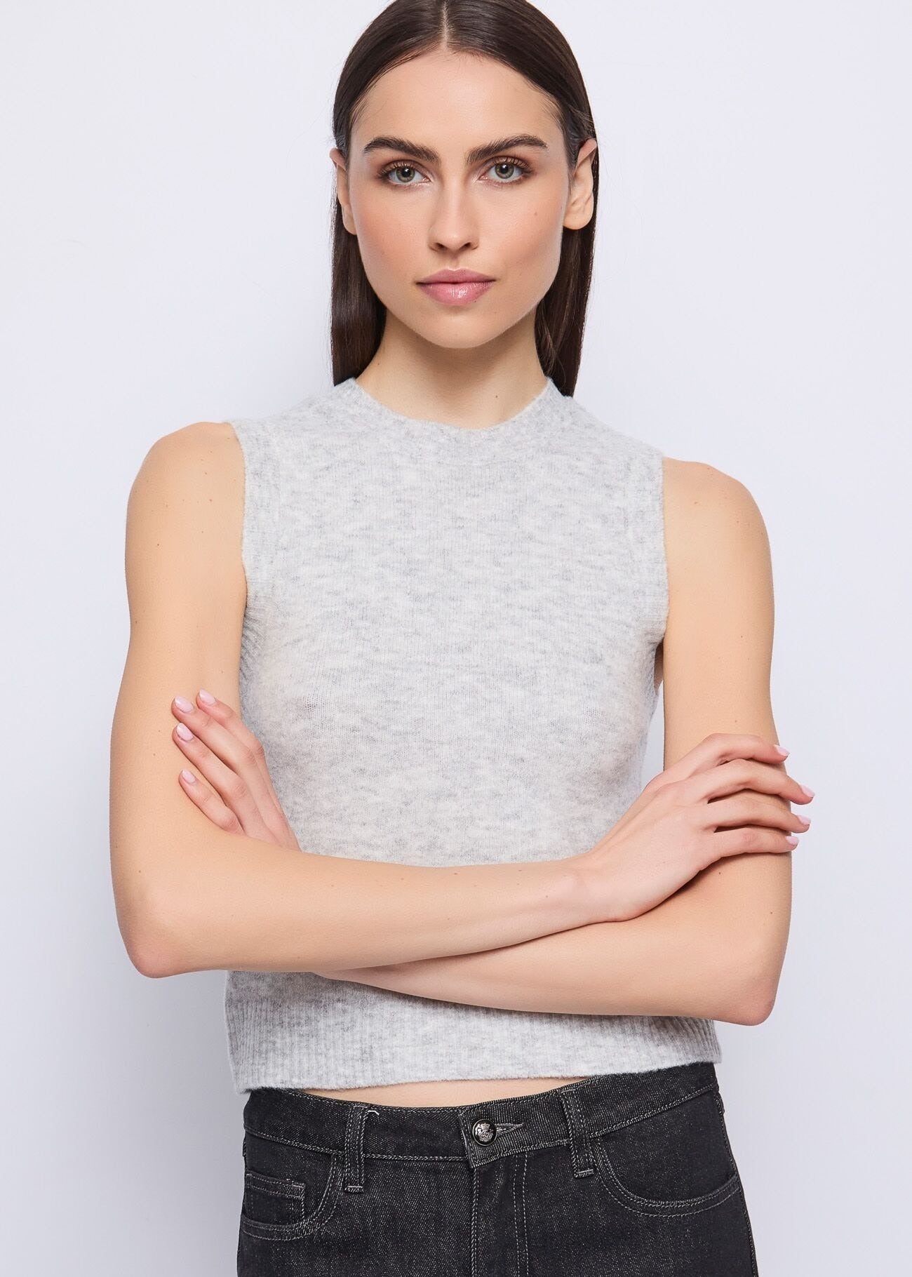 Gaudi Top in filato Smanicato Grigio