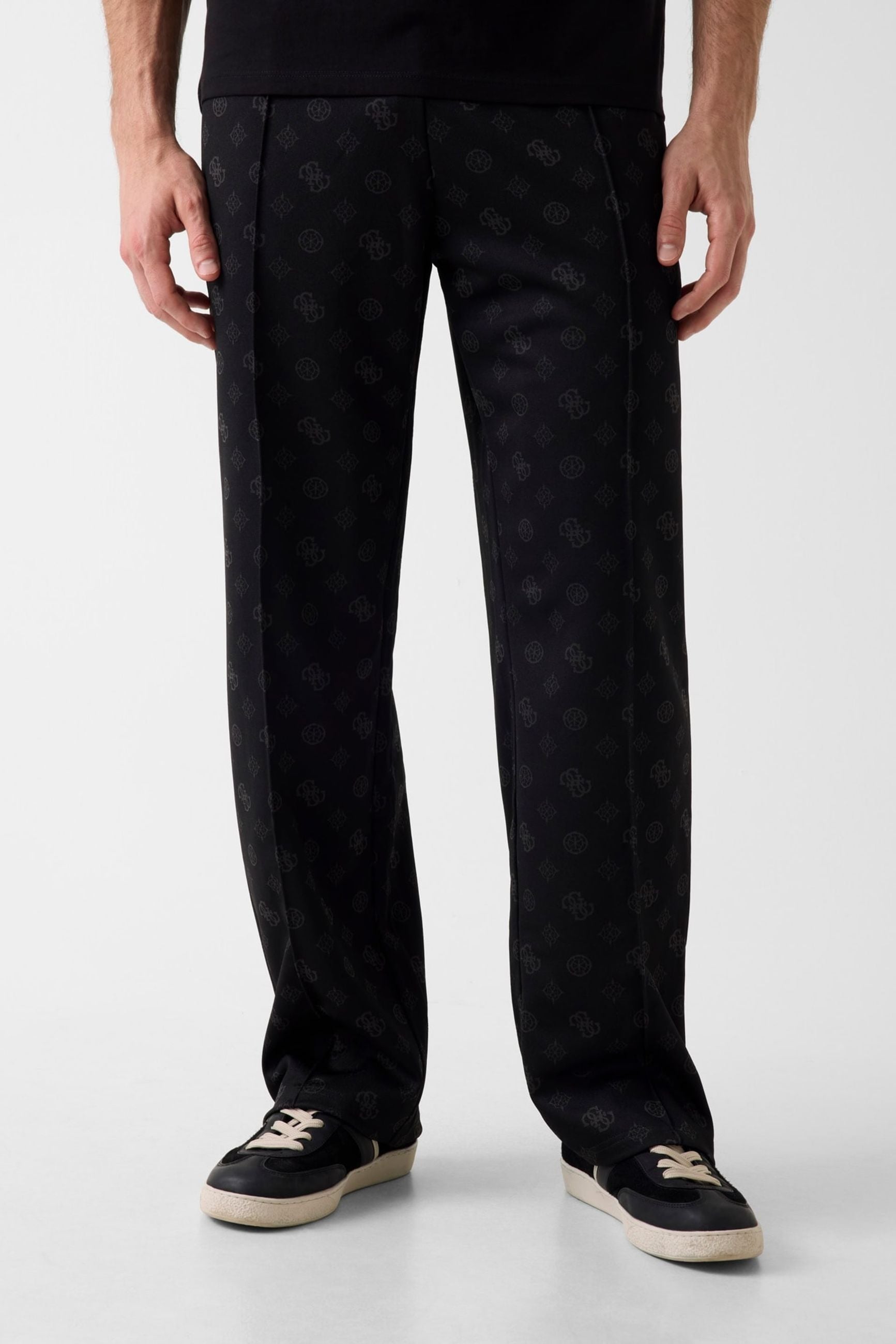 Guess  Pantaloni Felpati con Logo all Over Nero