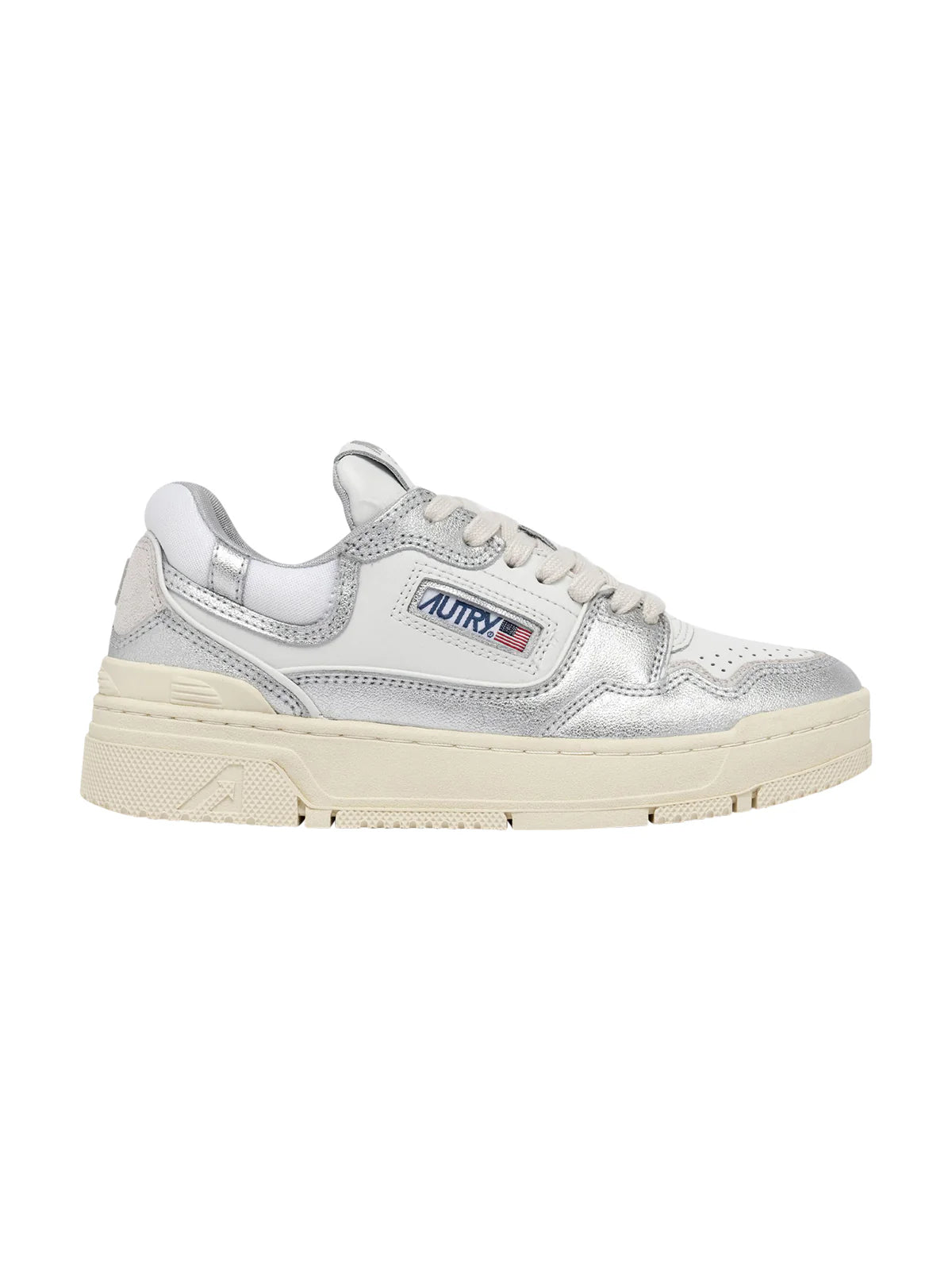Autry Sneakers Medalist Clc Low in Pelle Bianca e Argento