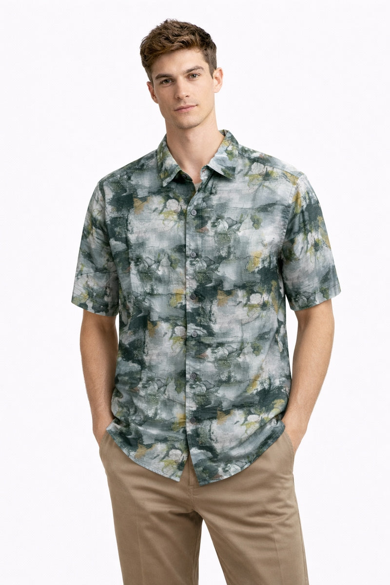 Guess Camicia All Over 
Grigio Verde