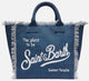 MC2 SAINT BARTH Borsa Vanity Regular Blù in Canvas con Stampa e Frange