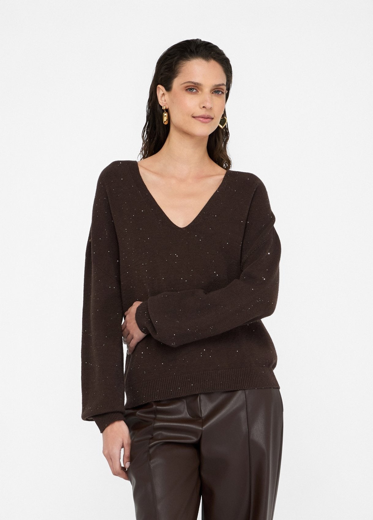 Liu Jo Maglia con Micro Paillettes Marrone