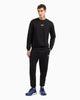 Armani Ea7 Tuta in Misto Cotone con Felpa Girocollo e Jogger Core Identity Nero