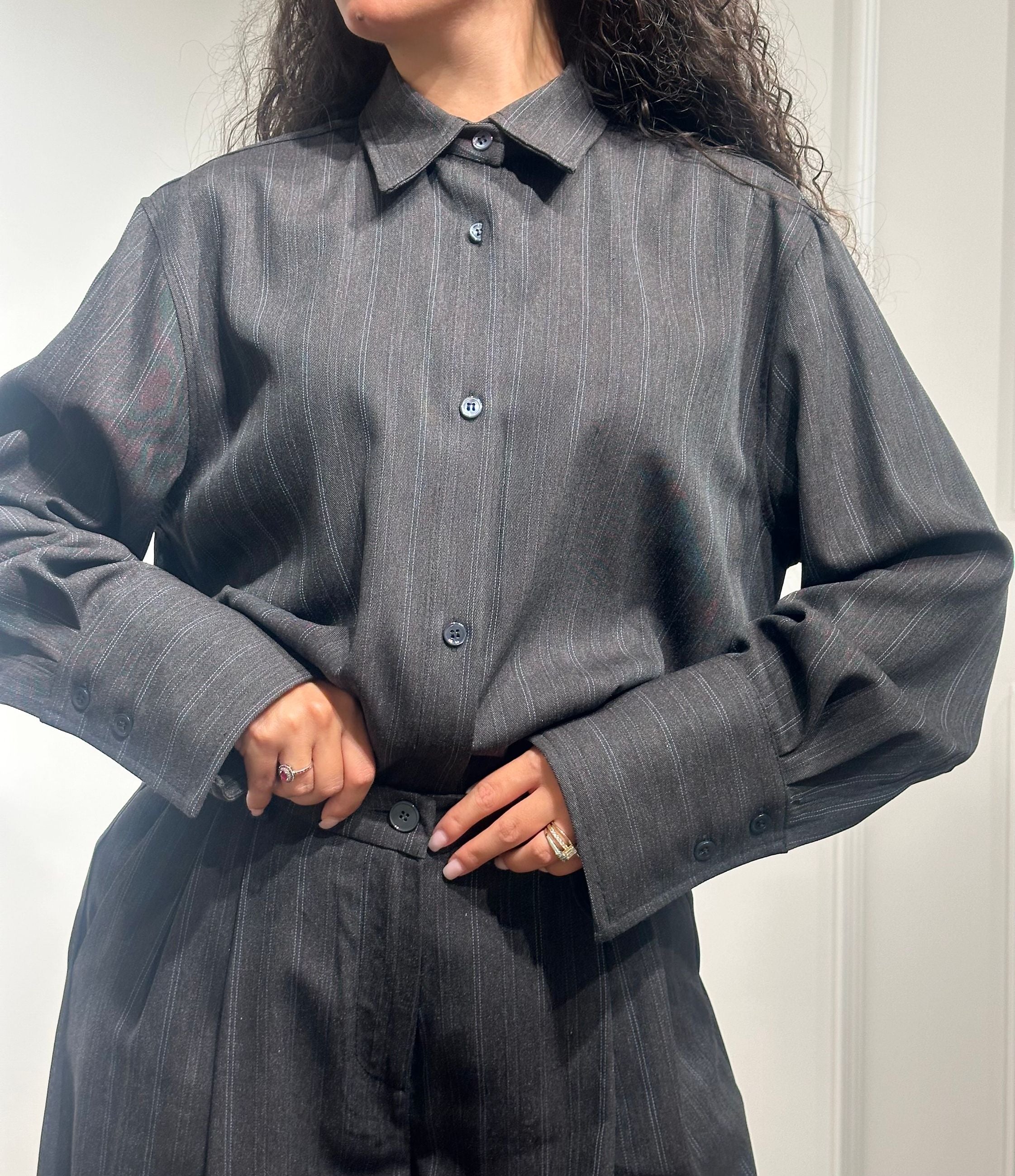 Vicolo Camicia Basica Polso Lungo Grigio