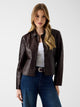 Guess Giacca Biker in Finta Pelle Marrone