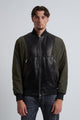 Artik Denim Giubbino con Dettagli in Ecopelle 
Verde Militare